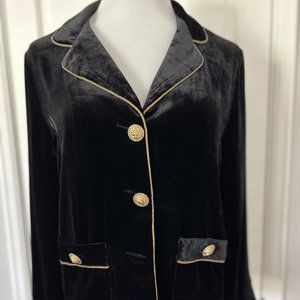 The Kooples Black Velvet Blazer with Gold Trim